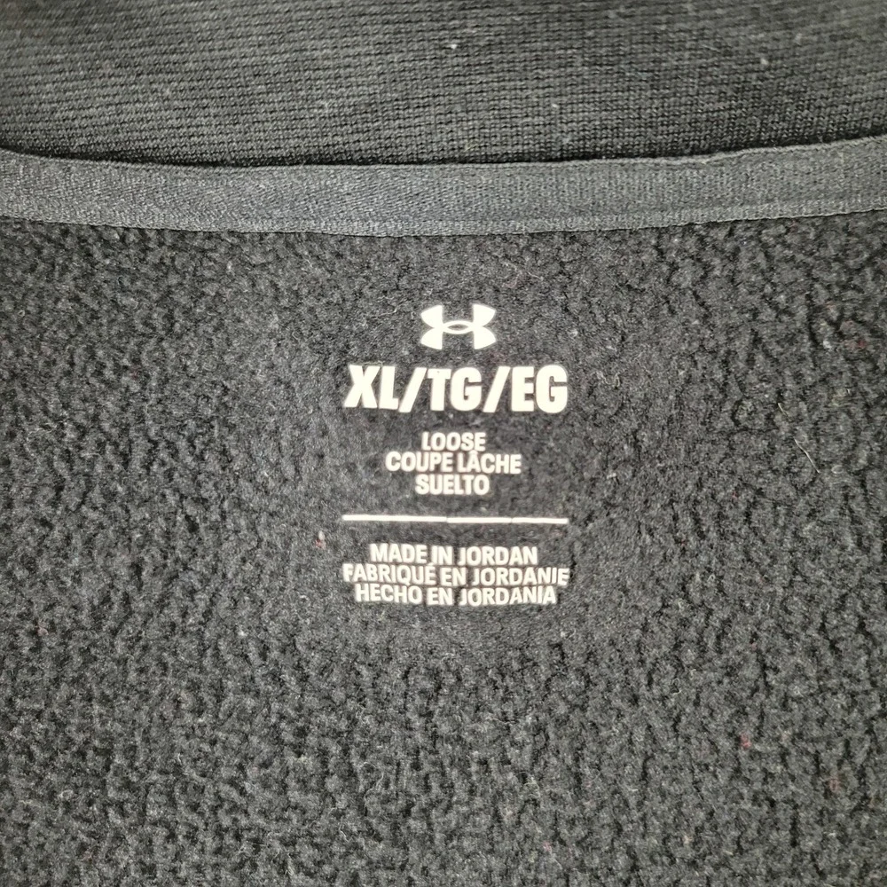Under Armour 1/4 Zip Fleece Pullover Mens XL Black Loose Mock Neck Performance - Picture 2 of 7